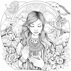 beautiful boho woman in a zen environment