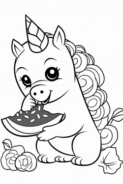 unicorn eating watermelon
