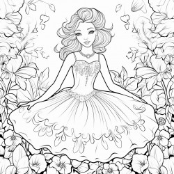 ballerina with a floral backdrop