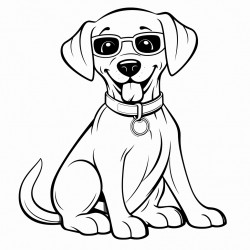 labrador dog wearing sunglasses posing for a photo looking ahead in a sitting position