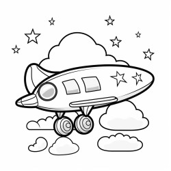 airplane with ballons stars and the moon