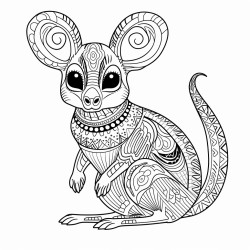 a java mousedeer with intricate pattern inside of it no color no shading medium line