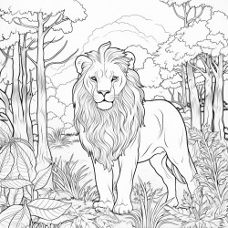 a lion in the forest