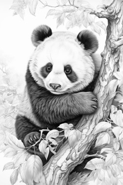 panda mange des feuille sur une branche darbre