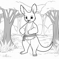 kangaroo with karate belt in the forest