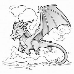 dragon flying over ocean