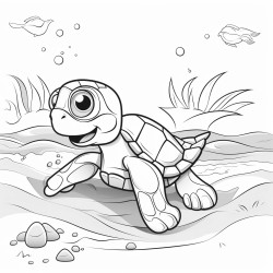 turtle at the beach playing in the sand