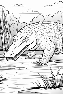 crocodile in front of a river