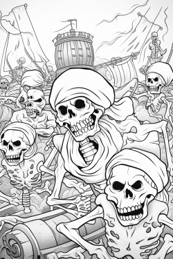skeletons battling pirates
