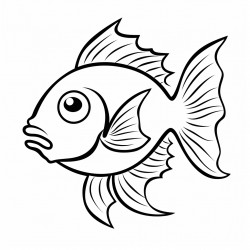 simple and cute fish outline drawing with thin bold lines