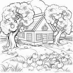 fairy tale hause in the back ground surrounded by apple harvest and wineyeard