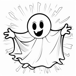 cartoon ghost holding the sun