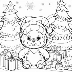 cute christmas coloring book page no colors bold lines