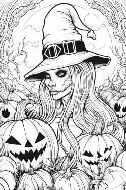scary witch sucking the soul out of a pumpkin