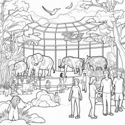 a zoo with children and adults