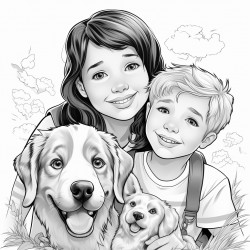kids and dog