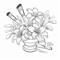 lillies and makeup brushes