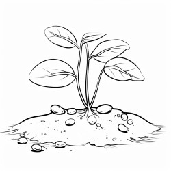 realistic watermelon seed sprout coming from the ground coloring page