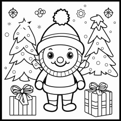 bold and easy christmas coloring page for kids