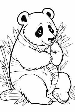 panda sitting eating bamboo
