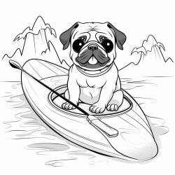 kayak with pug inside going down steep waterslide