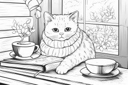 cute cat room coffee winter cold sick