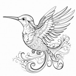 hummingbird with ornate patterns on its wings