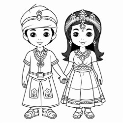 indonesian boy and girl wearing traditional clothes