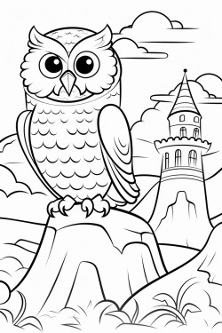paysage dautomne fort avec un hibou et un enfant