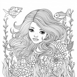 mermaids swimming among colorful coral reefs