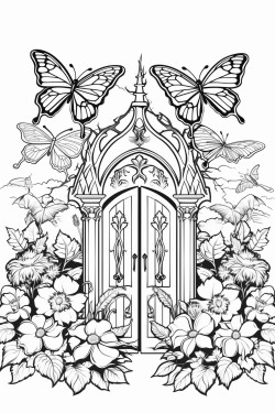 elf dream castle plants gates butterflies