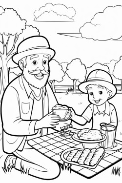 picnic in the park   grandpa and grandkid enjoying the outdoors