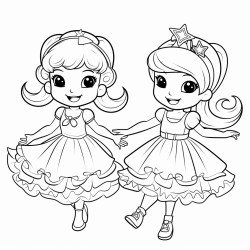 two little girls dancing with red dresses