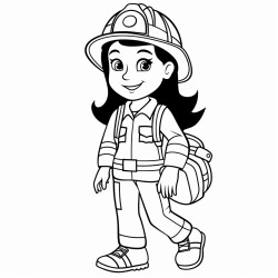 girl cartoon firefighter