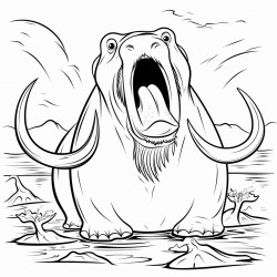angry walrus with open mouth and some deer