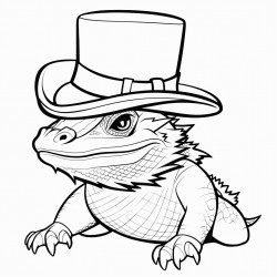 a bearded dragon with a top hat