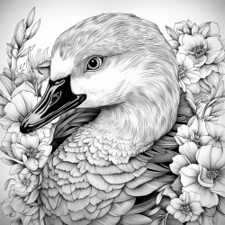 little goose design with flower