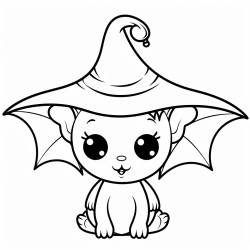 cute bat wearing a witch hat