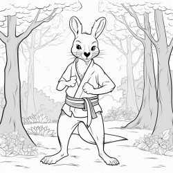 kangaroo with karate belt in the forest