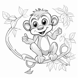 a monkey swinging from vines collecting meteorites fun characters