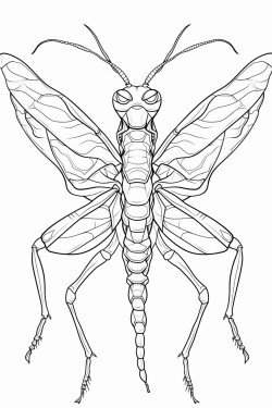 praying mantis facing forward arms spread