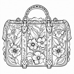 a suitcase with multiple designs