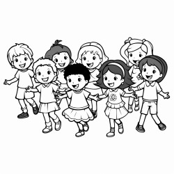 ten children dancing at school