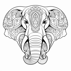 retro cartoon picture of a closeup face of an elephant
