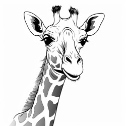 retro cartoon picture of a closeup face of a giraffe