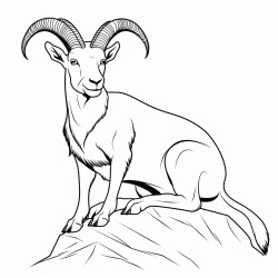 ibex sitting happily black and white color pages