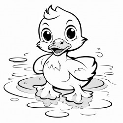 cute baby duckling with a little puddle around its feet