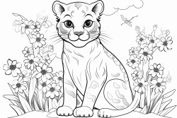 big cat with flowers