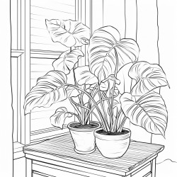 philodendron billietiae on a tabletop next to a window