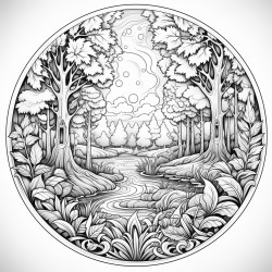 forest with complex mandala art